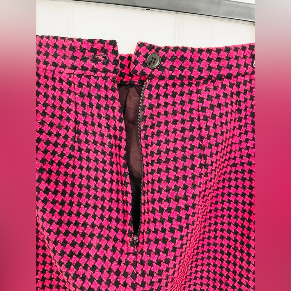 American vintage classic Pendleton blk/pink houndstooth skirt sz Small 100% wool - Picture 3 of 10